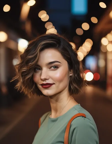 cinematic photo an exquisite portrait photograph, 85mm medium format photo of  (((ohwx woman))) with a classic haircut   . 35mm ...