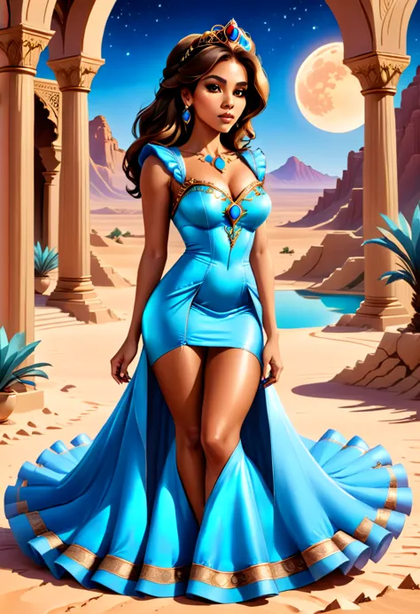 arafed picture of a desert princess break and her pet cougar in her palace high details, best quality, 16k, f a female human pri...