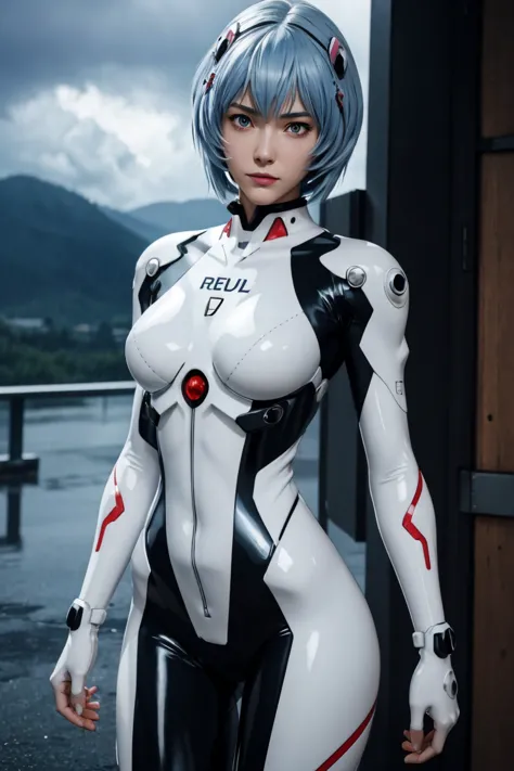 Evangelion,Rei Ayanami,Silver Blue Hair,Red eyes,Red Eyes,Plug Suit,Bodysuits,Interface Headset,白いBodysuits,Ultra HD,super high ...