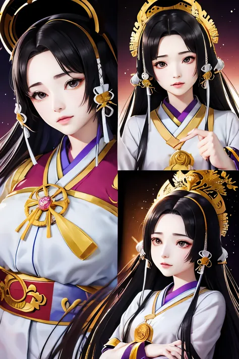 kaguya、kaguya、kaguya、unparalleled in the three kingdoms、unparalleled orochi、black hair、straight long、crown、immortal、resident of ...