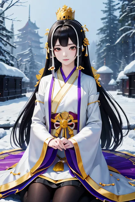 kaguya、kaguya、kaguya、warriors series、unparalleled orochi、black hair、straight long、crown、immortal、resident of the fairy world、sak...