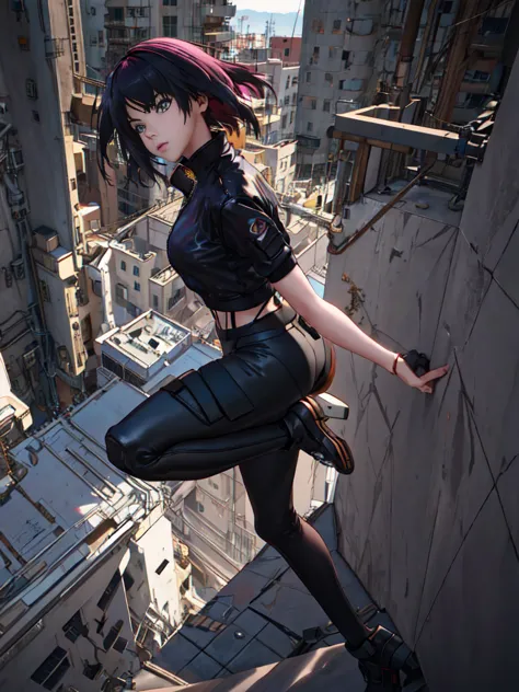 absurd, highest quality, one girl, alone, view your viewers, eye focus, motoko_kusanagi, black jacket