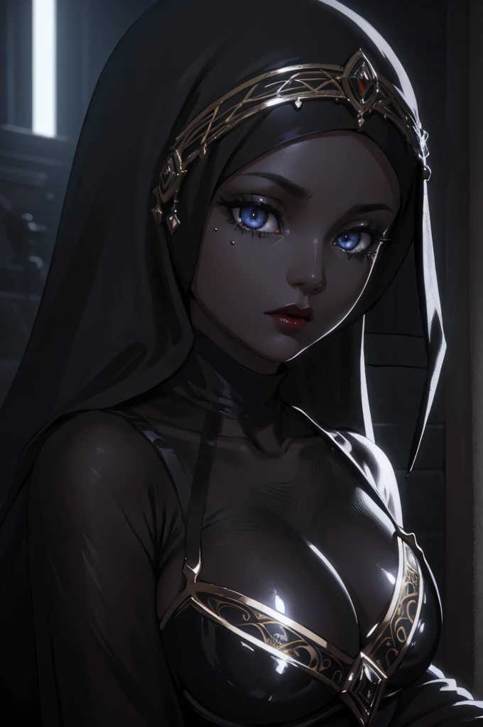 Une belle femme musulmane arabe, portant un hijab noir soyeux, avec des seins énormes, lèvres rouges, une lingerie corset en soie PVC transparente, et des bas noirs, prier pieusement dans une mosquée, (Meilleure qualité,4k,8k,haute résolution,chef-d&#39;œuvre:1.2),ultra-détaillé,(Réaliste,photoRéaliste,photo-Réaliste:1.37),traits du visage très détaillés,yeux et visage extrêmement détaillés,long cils,Éclairage cinématographique,contraste dramatique,composition cinématographique,détails complexes,éclairage volumétrique,éclairage clair-obscur,éclairage maussade,sombre et dramatique,sombre et mystérieux,sombre et sensuel