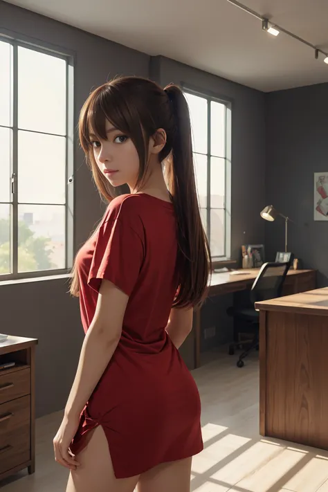 Anime girl standing in front of desk at home, animated background art, anime art wallpaper 4k, anime art wallpaper 4k, anime gir...