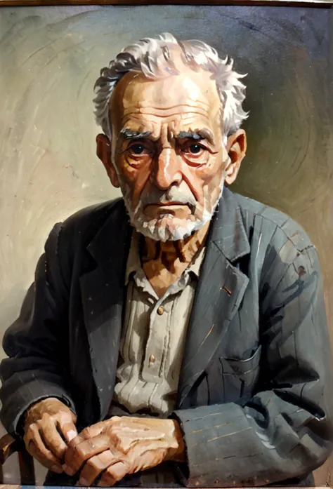 Very old man(Lev Tolctoy), oil painting 
