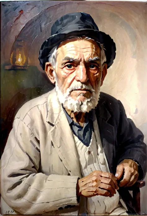 Very old man(Lev Tolctoy), oil painting 