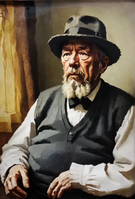 Very old man(Chekhov), oil painting 