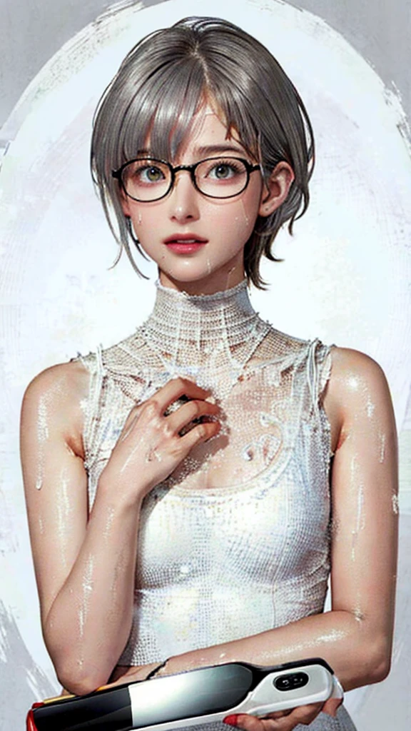 Ridiculous Resolutions, Super detailed, Highest quality, figure, 8K, Ultra-high resolution, Grayish-grey hair、Pixie short、amount、Glasses、short、small、Pin Heel Midnight、 thin, cumin ,Straight Hair、short hair, Glasses , (((Sweat)))、Turtleneck dress、skin、Stiletto Sandals、Beautiful feet、
Have a handheld game console,now、Backstreets、Full body paint、Detailed face、Delicate facial features、Detailed skin、Shiny skin、Detailed face、Delicate facial features、Detailed skin、Shiny skin、Beautiful Face、Perfect Face、に精巧でBeautiful Faceと目、Attractive face、Top view、Respect、Nightclub、povbreastgrab, pov hands