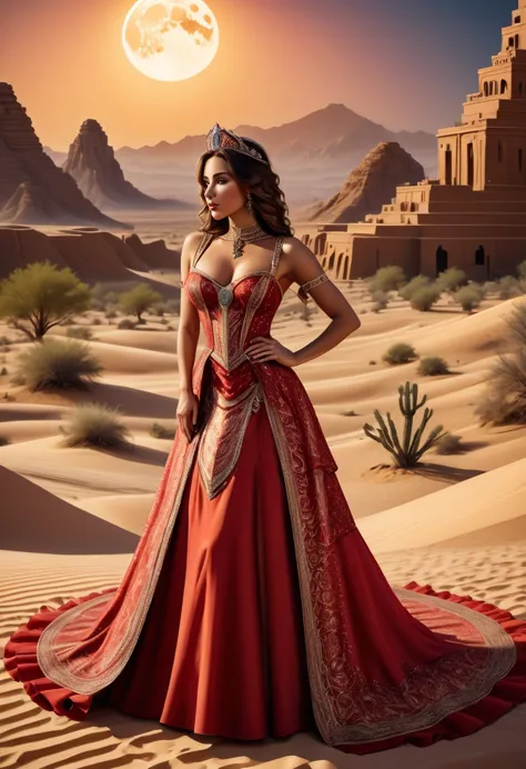 arafed picture of a desert princess break and her pet cougar in her palace high details, best quality, 16k, f a female human pri...