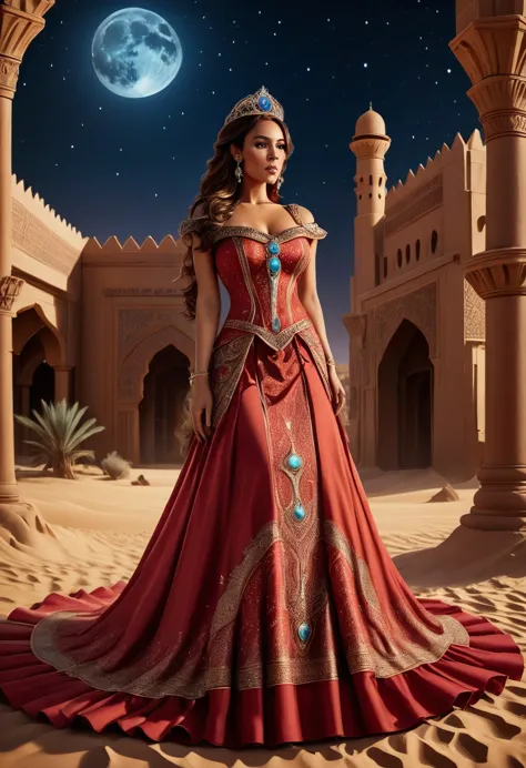 arafed picture of a desert princess break and her pet cougar in her palace high details, best quality, 16k, f a female human pri...