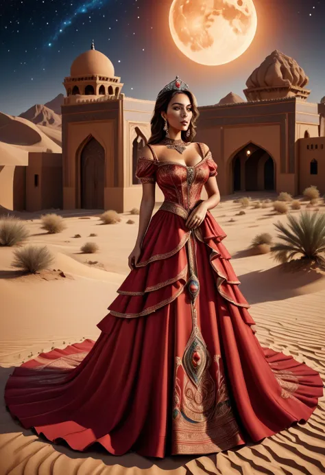 arafed picture of a desert princess break and her pet cougar in her palace high details, best quality, 16k, f a female human pri...