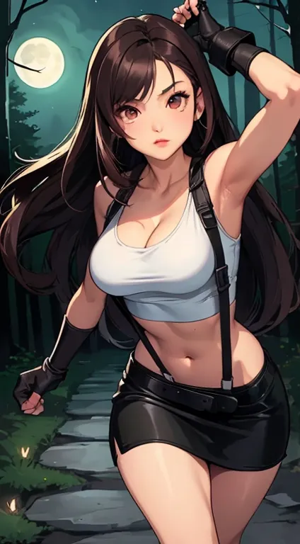 (((Full and soft breasts,)))(((Huge breasts))) (((Cleavage))) (Perfect curvy figure)masterpiece, best quality, Tifa Lockhart, Fi...