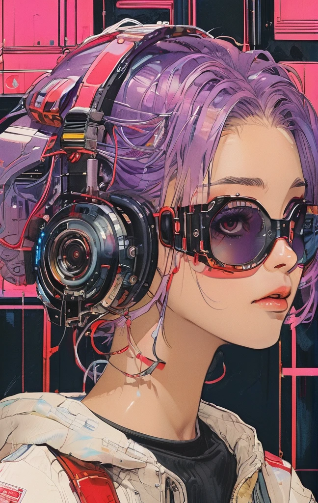 Chica con gafas futuristas y ojos rojos, digital ciberpunkアニメアート, デジタルciberpunk - アニメアート, anime ciberpunk art, ciberpunkアニメアート, Cyborg - Chica de pelo plateado, ダークciberpunkイラスト, ciberpunkアニメの女の子, female ciberpunkアニメの女の子, ciberpunkをテーマにしたアート, ciberpunkアニメの女の子 mech, ciberpunkアートスタイル, ciberpunk サイボーグ. rosa, advanced digital ciberpunk art、técnicas de hacking, sf, ciberpunk, flujo de datos, (obra maestra, de la máxima calidad, Realista, Muy detallado:1.2), (brillo morado:1.1), pixelado, girar, medio tiro, (Una chica), (Ojos chispeantes:0.8), fondo sencillo, sombra, lápiz labial,Las gafas tienen información escrita en ellas.。
