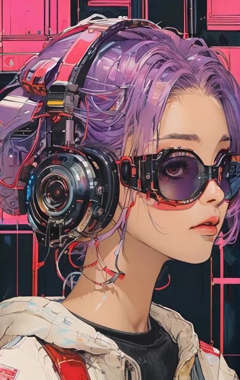 Girl with futuristic goggles and red eyes, digital cyber punkアニメアート, デジタルcyber punk - アニメアート, anime cyber punk art, cyber punkアニ...