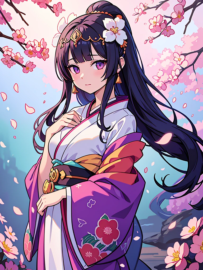 Arabian woman in kimono with flowers on her head, Beautiful digital artwork, Beautiful digital illustrations, Beautiful digital painting, Gorgeous digital painting, Gweiz-style artwork, Photorealistic anime girl rendering, Smooth anime CG art, Beautiful digital art, Amazing digital art with great detail, Amazing digital illustrations, Detailed digital anime art, April Rendering, Beautiful anime portraits