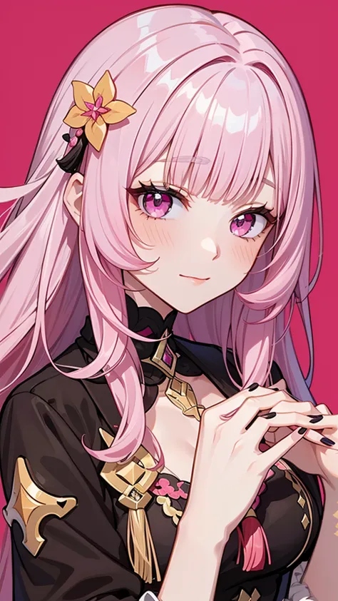 masterpiece, top quality, one girl, alone, looking at viewer, bangs, elisia, honkai impact, pink hair, pink eyes, long hair, man...