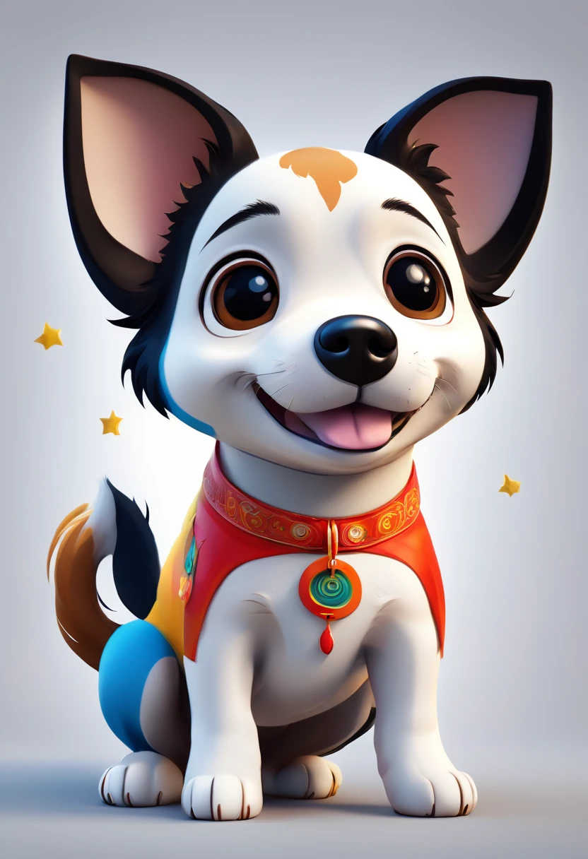 A cute little Taiwanese native dog, it "stretches out its left hand to say 5" and "its right hand to say like", 3D cartoon style painting, full picture, high contrast and high resolution (realism: 1.5), white background, (RAW photo , 8k HD, design