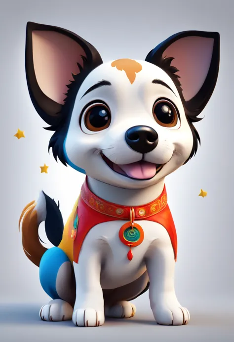 A cute little Taiwanese native dog, it "stretches out its left hand to say 5" and "its right hand to say like", 3D cartoon style...