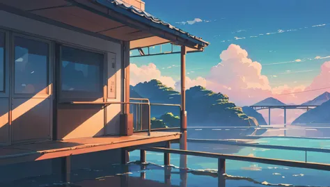 aesthetic anime style lofi hiphop chill illustration, ((makoto shinkai)), makoto shinkai&#3 background anime full hd, conceptual...