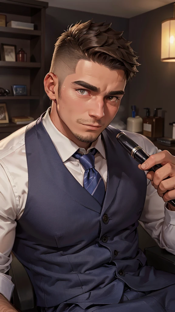 32k, high quality , Detailed face , Detailed eyes, Short Hair ,Shaving, Not fine, Father, Salaryman