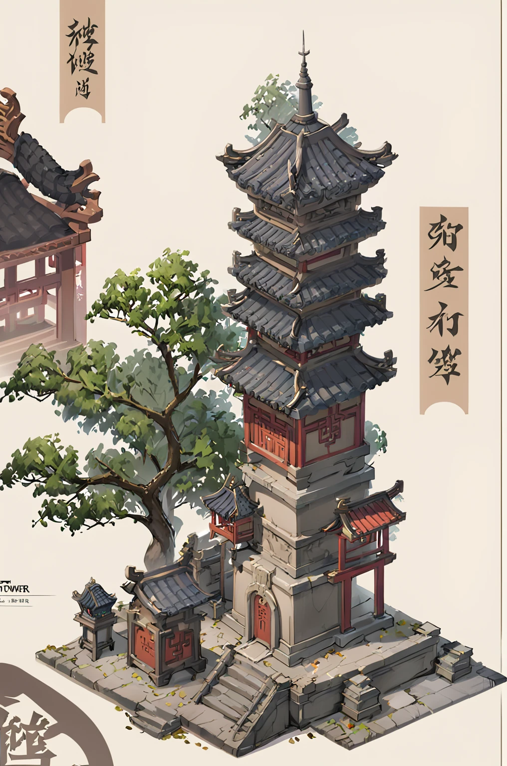 tower，Chinese Architecture，temple，高tower，Nine floors，temple，Stone material，Wood material