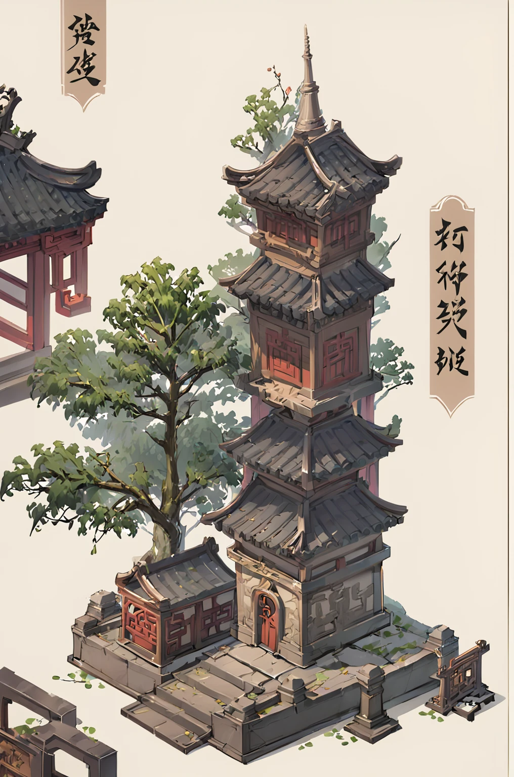 tower，Chinese Architecture，temple，高tower，Nine floors，temple，Stone material，Wood material