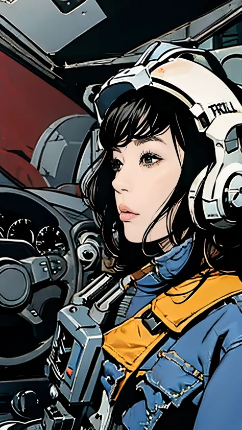 rebel pilot suit、cockpit view、woman、22 years old