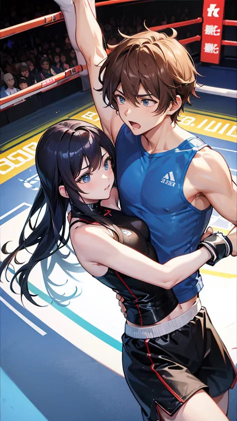 Boxing Counter、Men and women in チャイナドレス、Two people fighting
