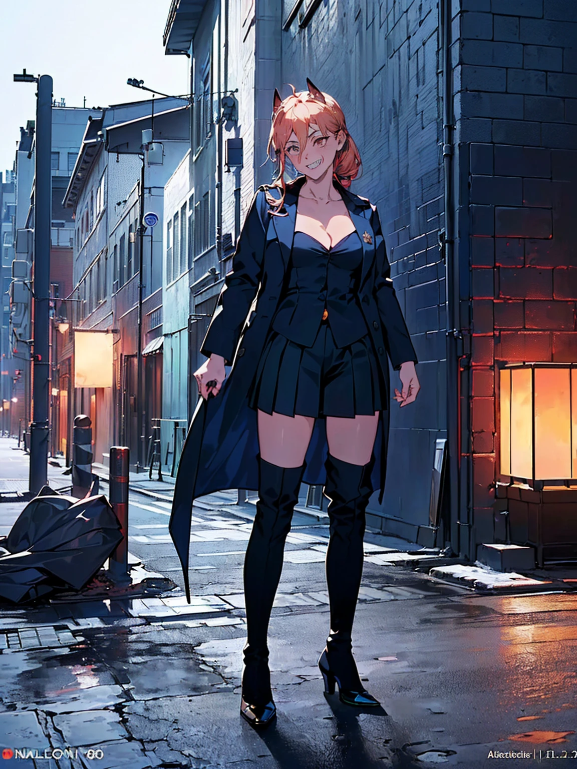 ((１woman:1.9)),((((Naked Tuxedo:1.2, clavicle, Police uniform，navy pleated skirt, Knee-high boots, Red Corner)))), masterpiece，Red Corner, ((Red Corner)), full body, (masterpiece, Highest quality, 8K, 1 person, A perfectly balanced body, Official Art、Highest quality、Unity 8K 壁紙、32k、masterpiece、Ultra-detailed、high resolution、Realistic、Photorealistic:1.2), , ((In a navy formal suit１woman:1.9)), Contrapposto, clavicle:1.2, Holding handcuffs, sunglasses:1.2 , Grin
