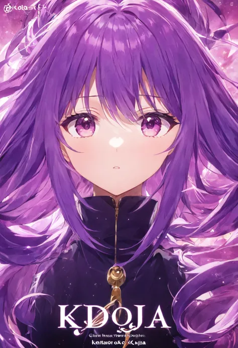 1girl, purple hair, anime style, anime, with title "Kdoja" on it
 ,Movie Poster, MoviePosterRedAF,
,