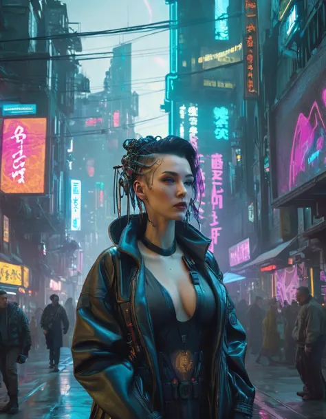 cyberpunk, movie frames, An endless future, ultra realistic, 8K, Lively, details, ZBrush, comic book illustration, Trending at A...