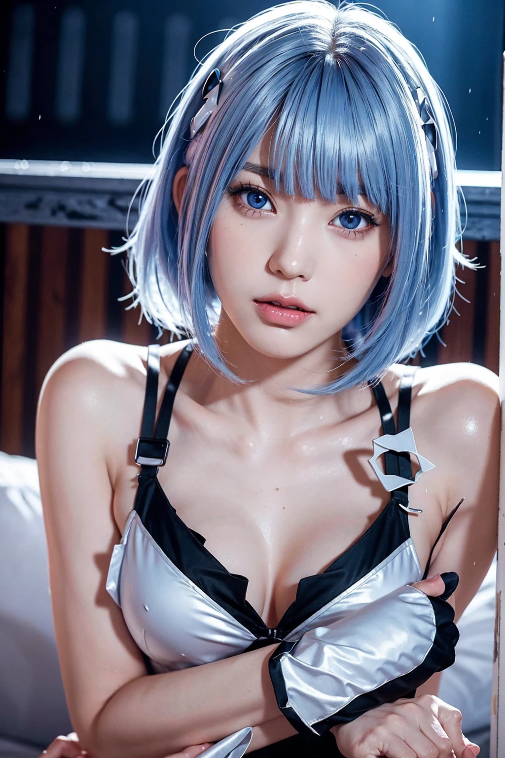 évangélique,rei ayanami,cheveux bleu argenté,les yeux rouges,les yeux rouges, uniforme,Ultra HD,super haute qualité,chef-d&#39;œuvre,Reflex numérique,Réaliste,Explication détaillée,détails nets,Représenté en détail,Visage détaillé,Explication détaillée,Super détaillé,Réaliste skin texture,Base anatomique,Anatomie parfaite,Main anatomiquement correcte,doigts anatomiquement corrects,Rendu 3D complexe,pose sexy,ciel pluvieux,Belles vues,Beau ciel pluvieux,pittoresque,Lèvres roses,
