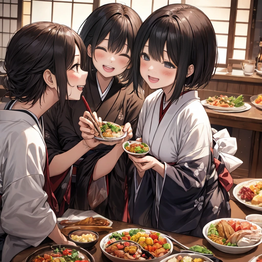 日本の幸せな家族の夕食