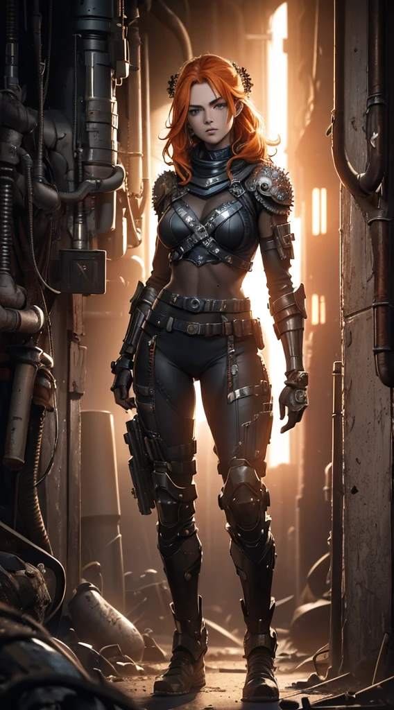 (((mulher))), (((melhor qualidade))), (((obra prima))), (((adulto))), A highly detailed and realistic skull girl,( Anya. Taylor Joy) cyberpunk character, mad max furiosa, one hand robot, cyborg arm, orange hair, dramatic metal heavy rock theme, best quality, 8k, hyperrealistic, photorealistic, extreme detailed painting, studio lighting, vivid colors, dark moody atmosphere, cinematic, dramatic pose, intricate mechanical details, glowing energy effects, intense gritty textures, seamless integration of organic and inorganic elements. Wearing the used clothes of a wastelander. Background: An apocalyptic wasteland. Dusty and depressing.
