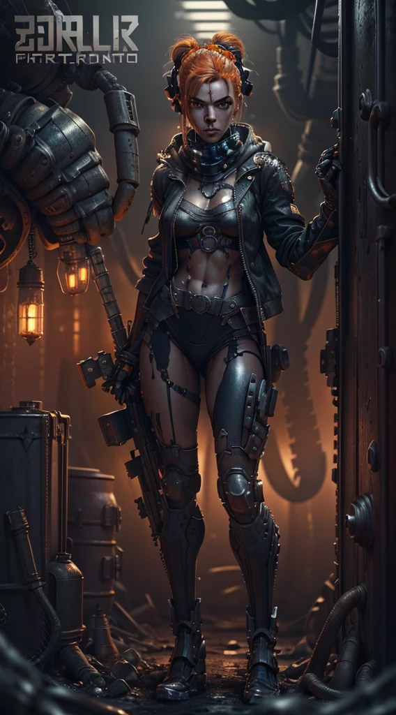 (((mulher))), (((melhor qualidade))), (((obra prima))), (((adulto))), A highly detailed and realistic skull girl,( Anya. Taylor Joy) cyberpunk character, mad max furiosa, one hand robot, cyborg arm, orange hair, dramatic metal heavy rock theme, best quality, 8k, hyperrealistic, photorealistic, extreme detailed painting, studio lighting, vivid colors, dark moody atmosphere, cinematic, dramatic pose, intricate mechanical details, glowing energy effects, intense gritty textures, seamless integration of organic and inorganic elements. Wearing the used clothes of a wastelander. Background: An apocalyptic wasteland. Dusty and depressing.
