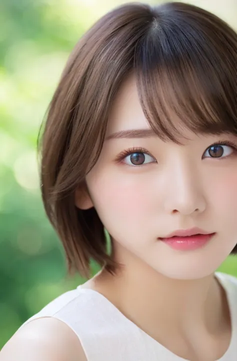 (8k.highest quality), (beautiful)、very delicate eyes、brown eyes、22-year-old female、brown hair、fine skin、semi-short hair、natural ...