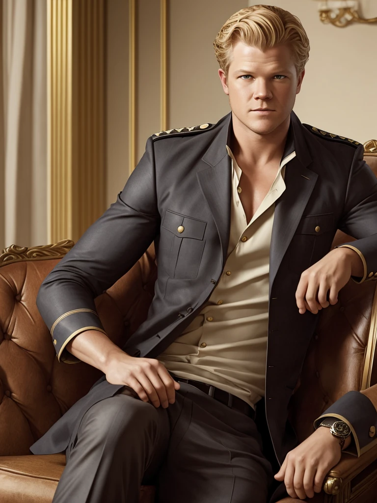 ilustração no estilo Leyendecker : Christopher Egan como Capitão David Shepherd ( série de TV "Reis " 