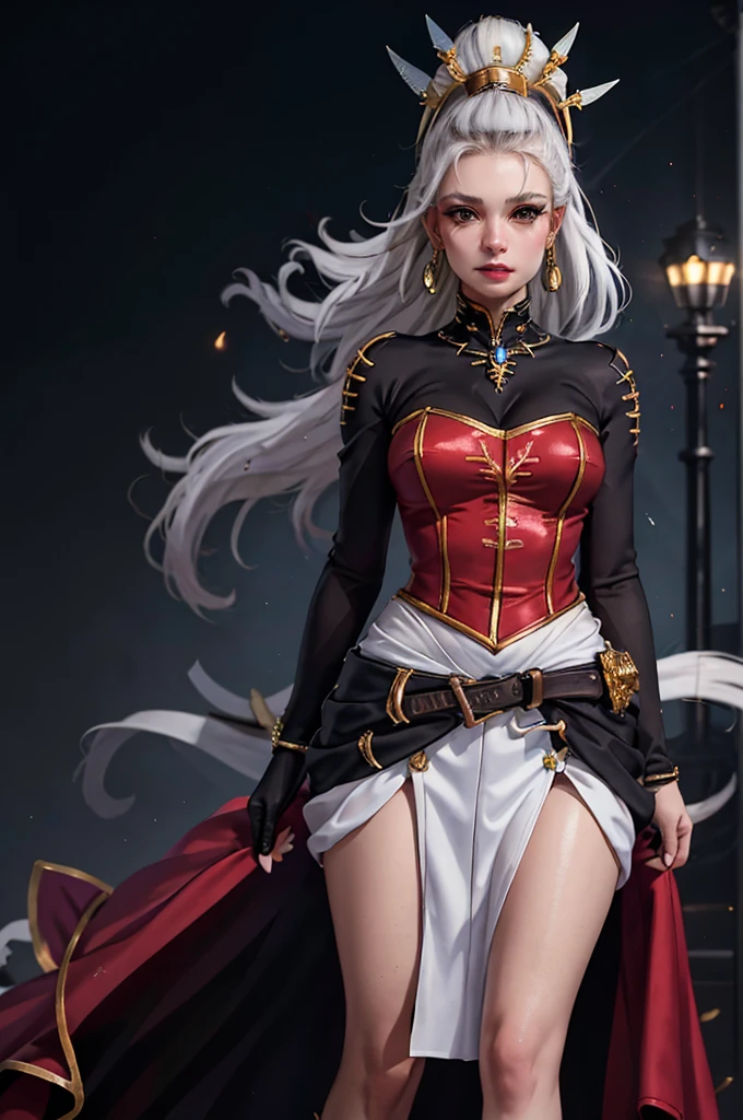 8K,highres,absurdres,masterpiece,best quality,original,extremely detailed CG,extremely detailed wallpaper,perfect lighting,1girl,blurry_background,looking_at_viewer,standing on the stage,
yvraine,long hair,jewelry,very long hair,ponytail,white hair,earrings,