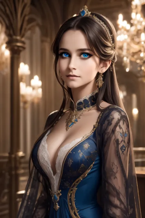 a beautiful 15-year-old girl in a dark fantasy village, realistic, extremely detailed face and eyes, long eyelashes, delicate fa...