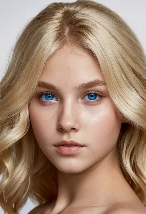 Draw me a teenager with blonde hair, blue eyes, naked - SeaArt AI