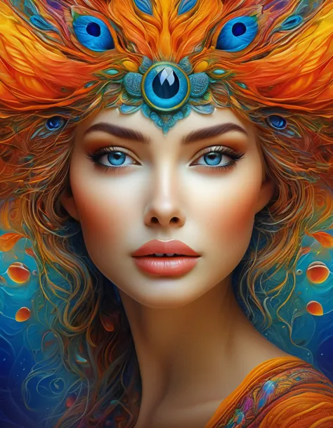 (best quality, ultra-detailed, realistic:1.37), captivating surrealism, mesmerizing female fantasy face, vibrant colors, etherea...