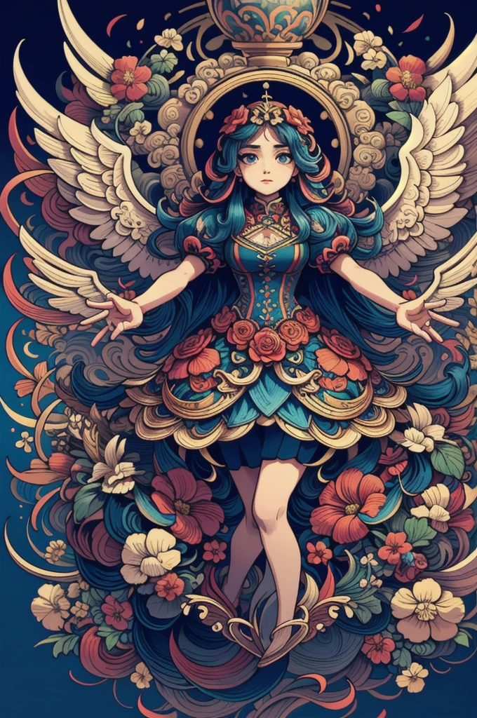 (masterpiece, top quality, best quality, official art, beautiful and aesthetic:1.2), a stunning art, abstract, flowery, centered, intricate, highly detailed, breathtaking beauty, precise line art, vibrant, comprehensive, cinematic, deep shadows, an hourglass with wings on it