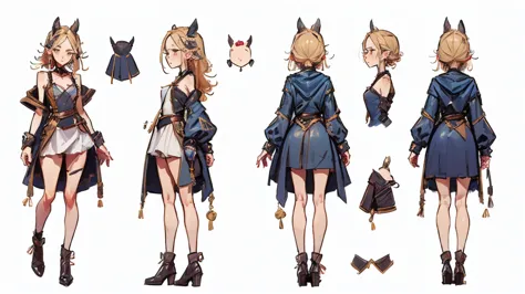 (masterpiece, best quality), detailed, 1girl, ((character concept art)), ((character design sheet, same character, front, side, ...