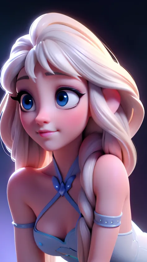 elsa, (perky breasts), (((small breasts))), affected smile:1.2, beautiful blue eyes, (perfect iris), depth of color in your eyes...