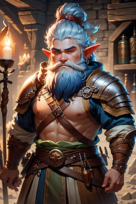 a medieval male gnome warrior