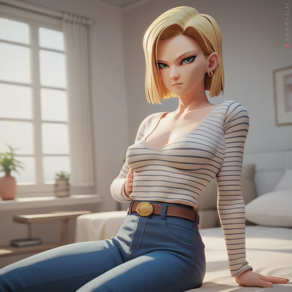 anime in mnst artstyle, (android 18):3.0, hd, 4k, high-quality in the style of akira toriyama