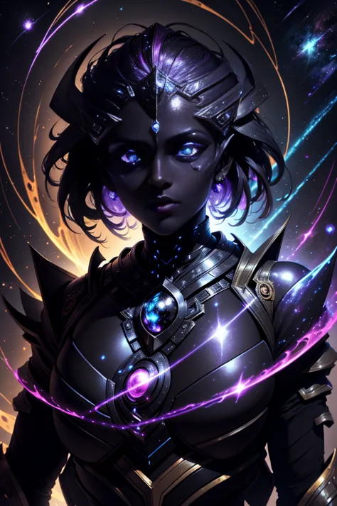 (official art, masterpiece, best quality, high resolution), ultra-detailed, generate a dark celestial woman with ((extremely per...