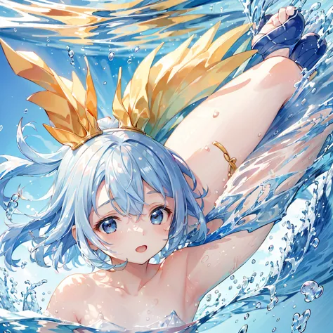1girl,Little、cute、(((Highest quality、Masterpiece、Official Art、Dynamic composition、Super detailed)))、Little、Swimming underwater、