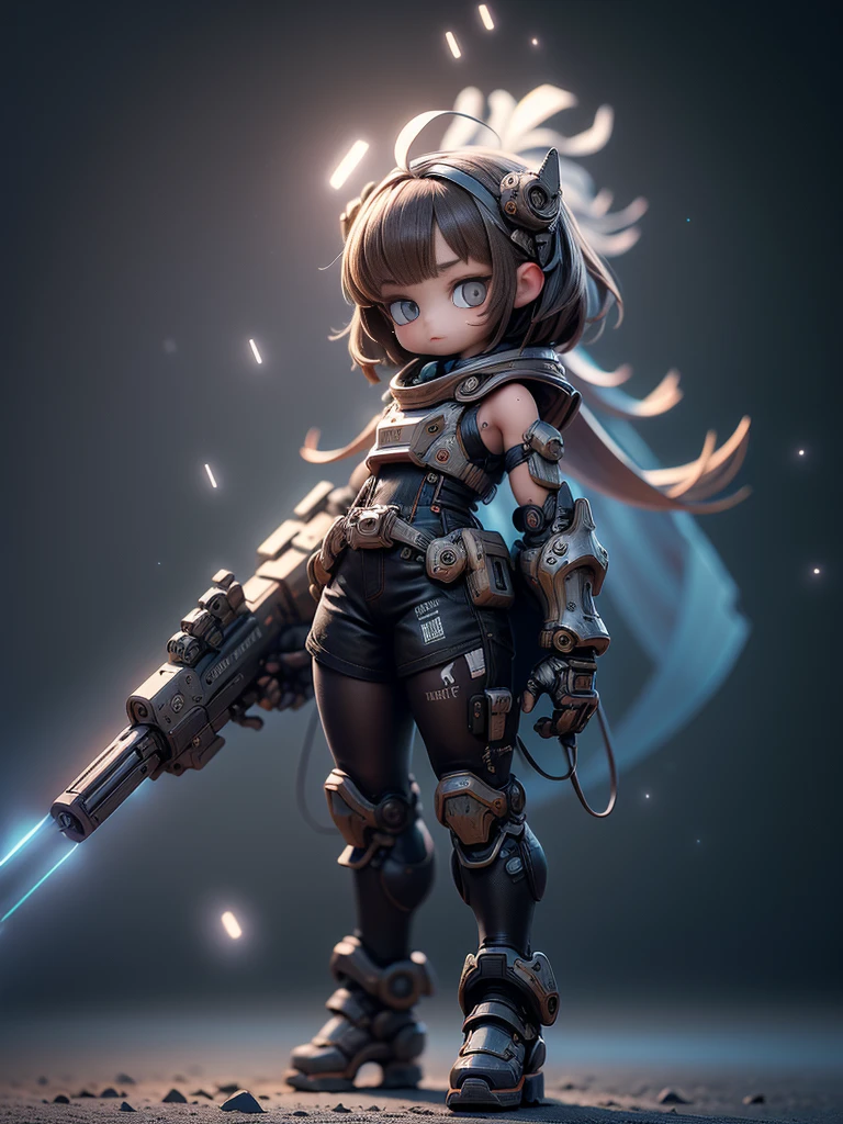 (Top quality, ultra high quality, ultra high definition, realistic masterpiece,) (Carefully created CG illustration: 1.2) One girl, Mecha girl ((Cute short girl))) (Petite, Mini, : 1.5) Realistic anime face (Big eyes, big face, beautiful face) ((Spaceship lower body, lots of jet boosters)) (Gigant , armor, huge gauntlets from elbow to elbow, mechanical ring on head, goggles on forehead, huge gun on back) Whole body composition, space war, lots of small flashes ((Many bursts of light in the background)) Effective use of LoRA, cool looking up pose, carefully balanced over a long period of time