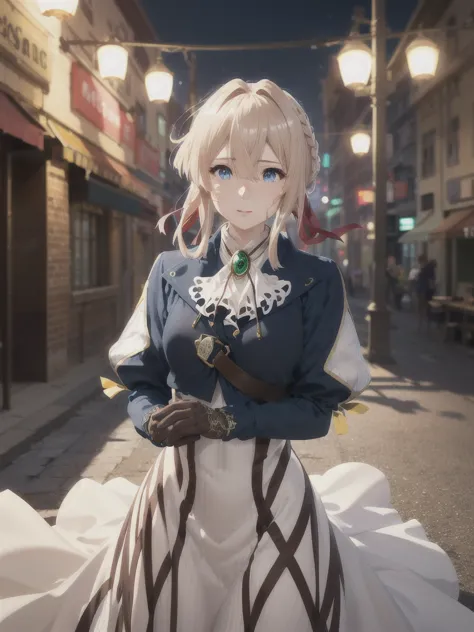 pleased:1.3, masterpiece, highest quality, high resolution, violet evergarden, braiding, hair ribbon, red ribbon, jewelry, white...